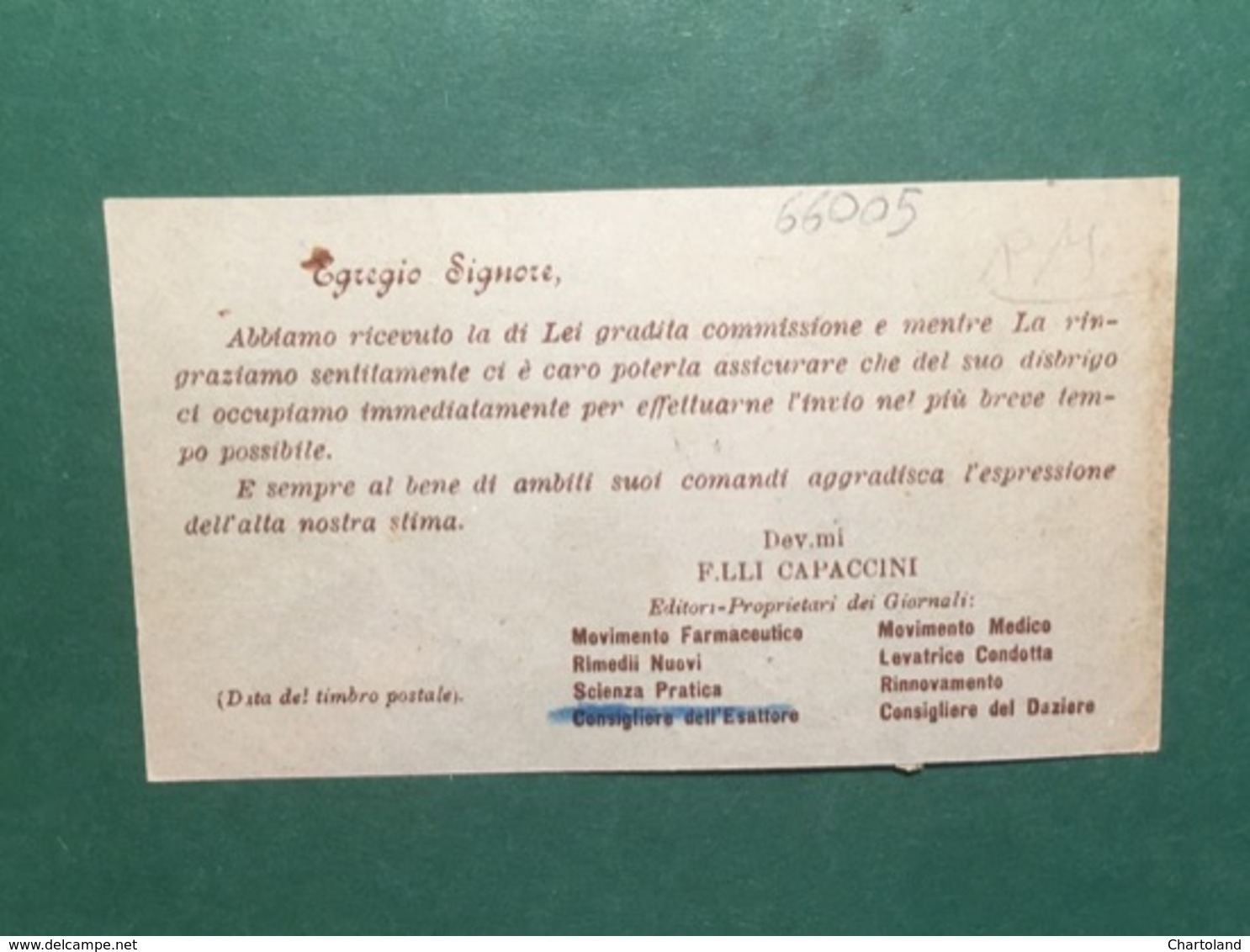 Cartolina F.lliu Capaccini Editori - Tipografi - 1907 - Altri & Non Classificati