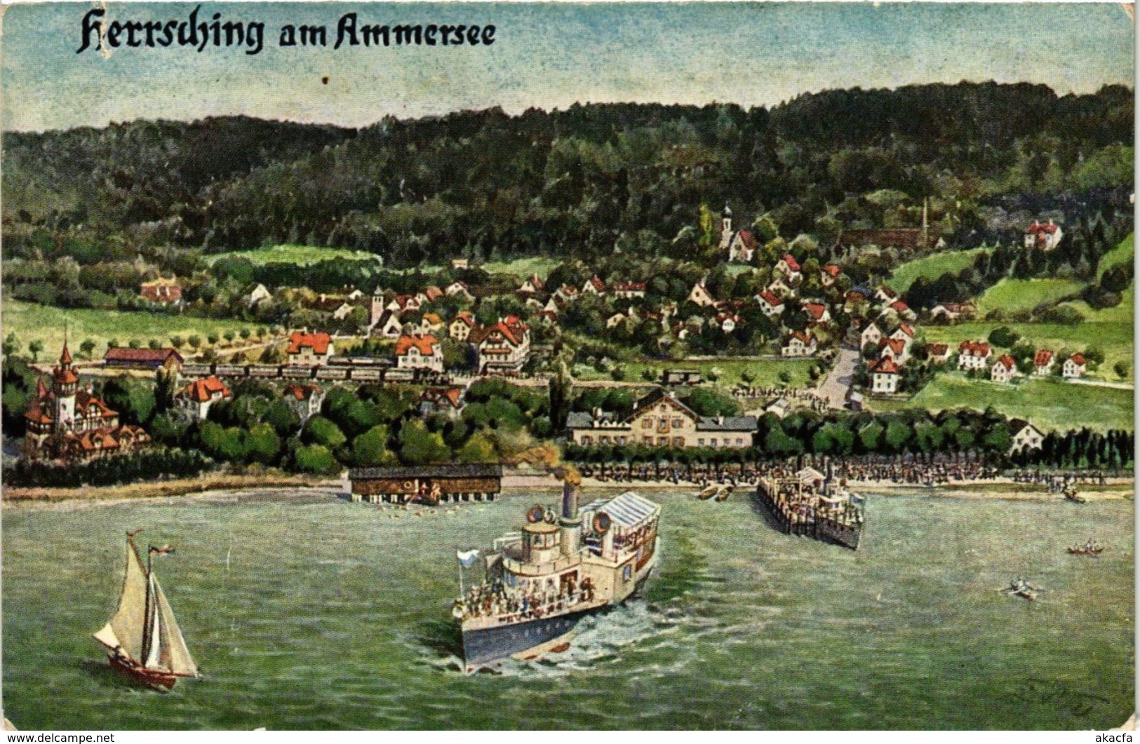 CPA AK Herrsching Am Ammersee - Panorama Mit Schiffe GERMANY (962601) - Herrsching