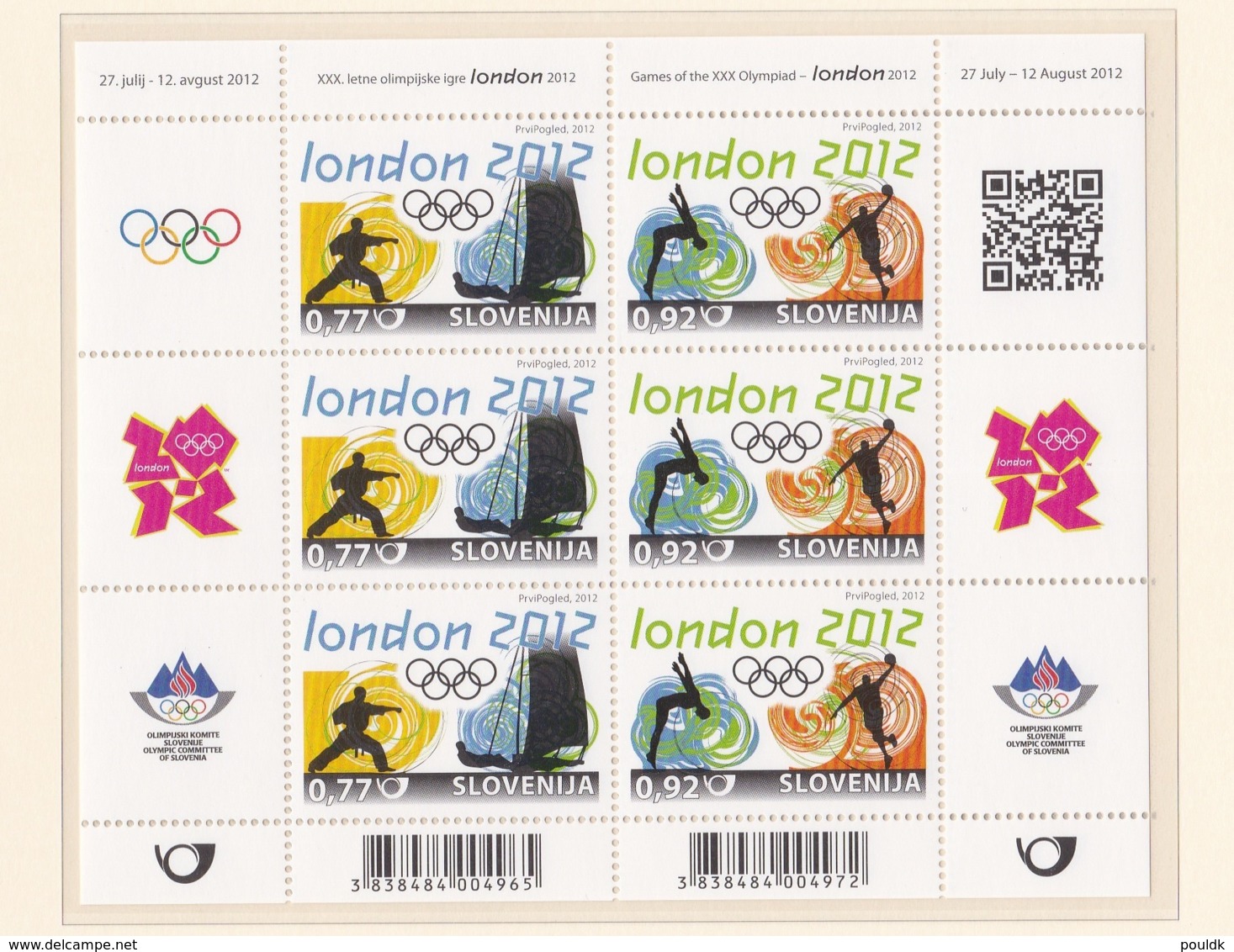 Slovenia 2012 London Olympic Games Souvenir Sheet MNH/** (H26) - Sommer 2012: London
