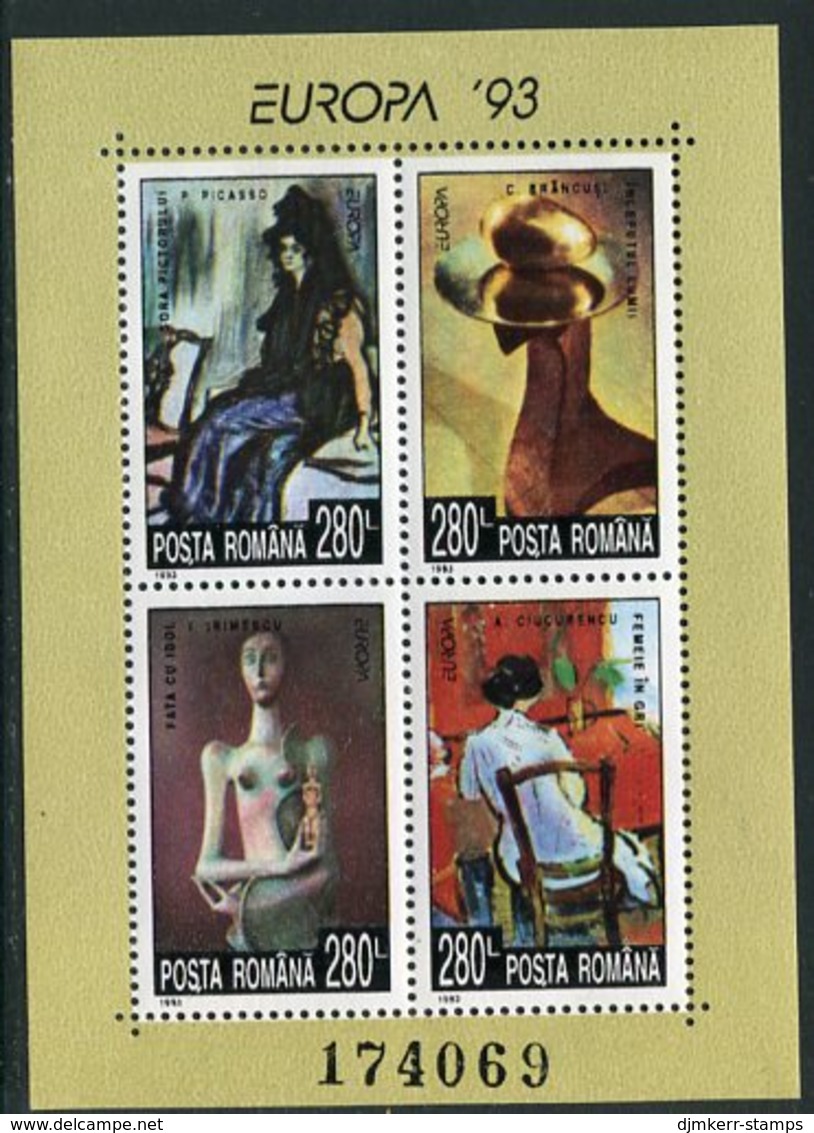 ROMANIA 1993 Europa: Contemporary Art Block MNH / **.  Michel Block 282 - Unused Stamps