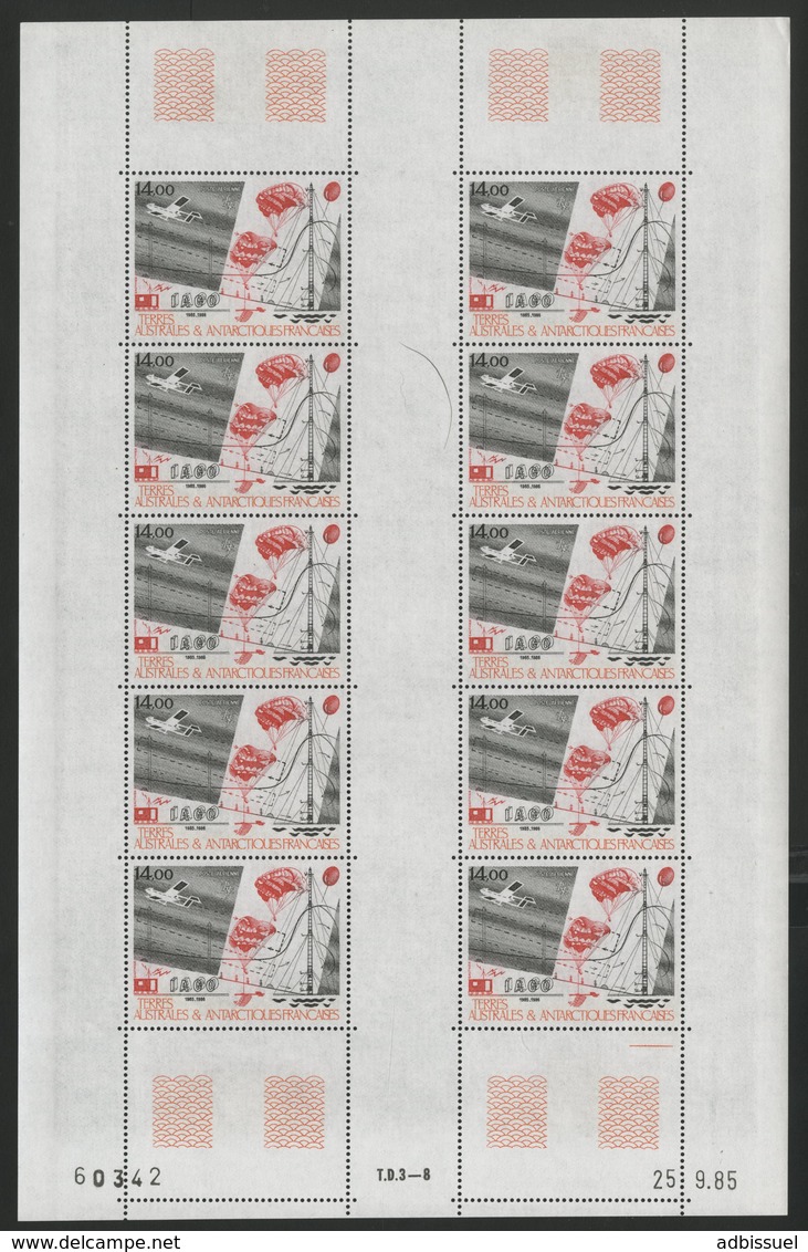 TAAF POSTE AERIENNE COTE 70 € N° 95 MNH ** FEUILLE DE 10 EXEMPLAIRES. RECHERCHE SCIENTIFIQUE. TB - Unused Stamps