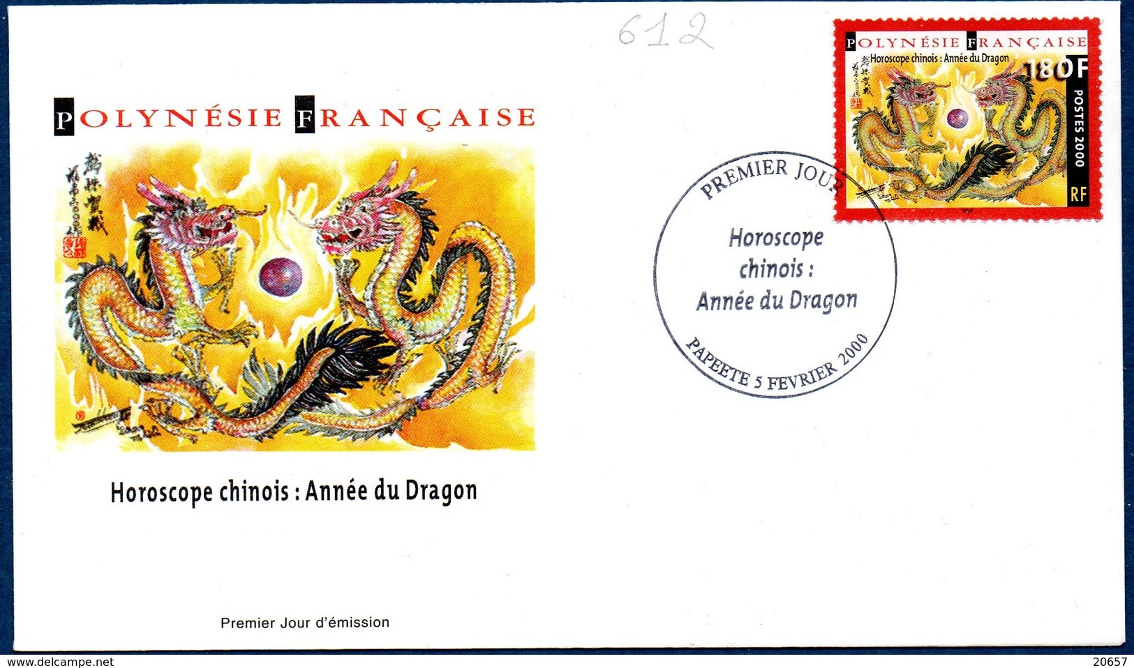 Polynésie 0612 Fdc Zodiaque, Année Du Dragon - Astrologie