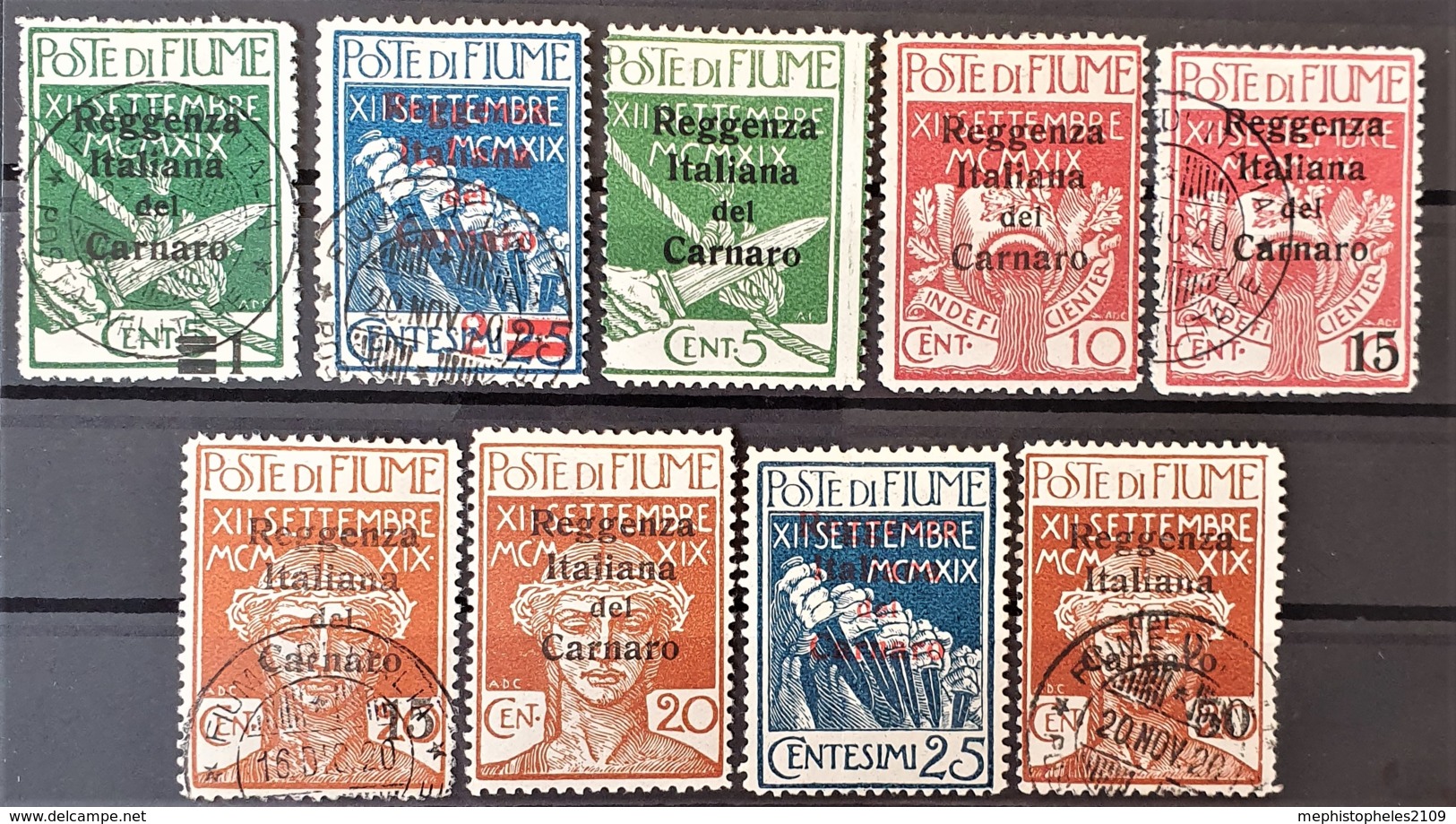 FIUME 1920 - MLH/canceled - Sc# 104, 105, 106, 107, 108, 109, 111, 112, 115 - Reggenza Italiana Del Carnaro - Fiume