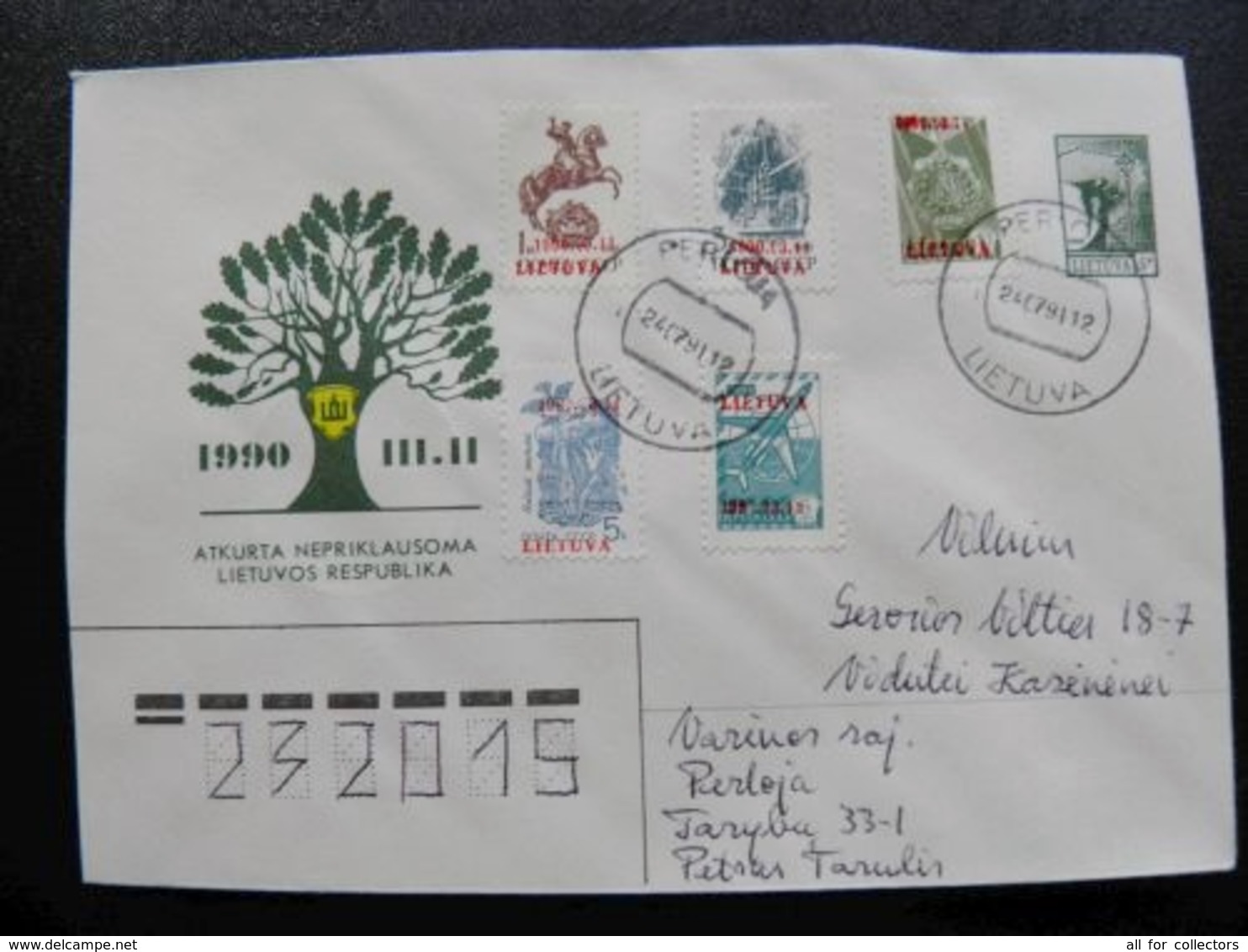 Cover Lithuania Perloja Sent On 1991 Overprints LIETUVA  1990.03.11 - Litouwen