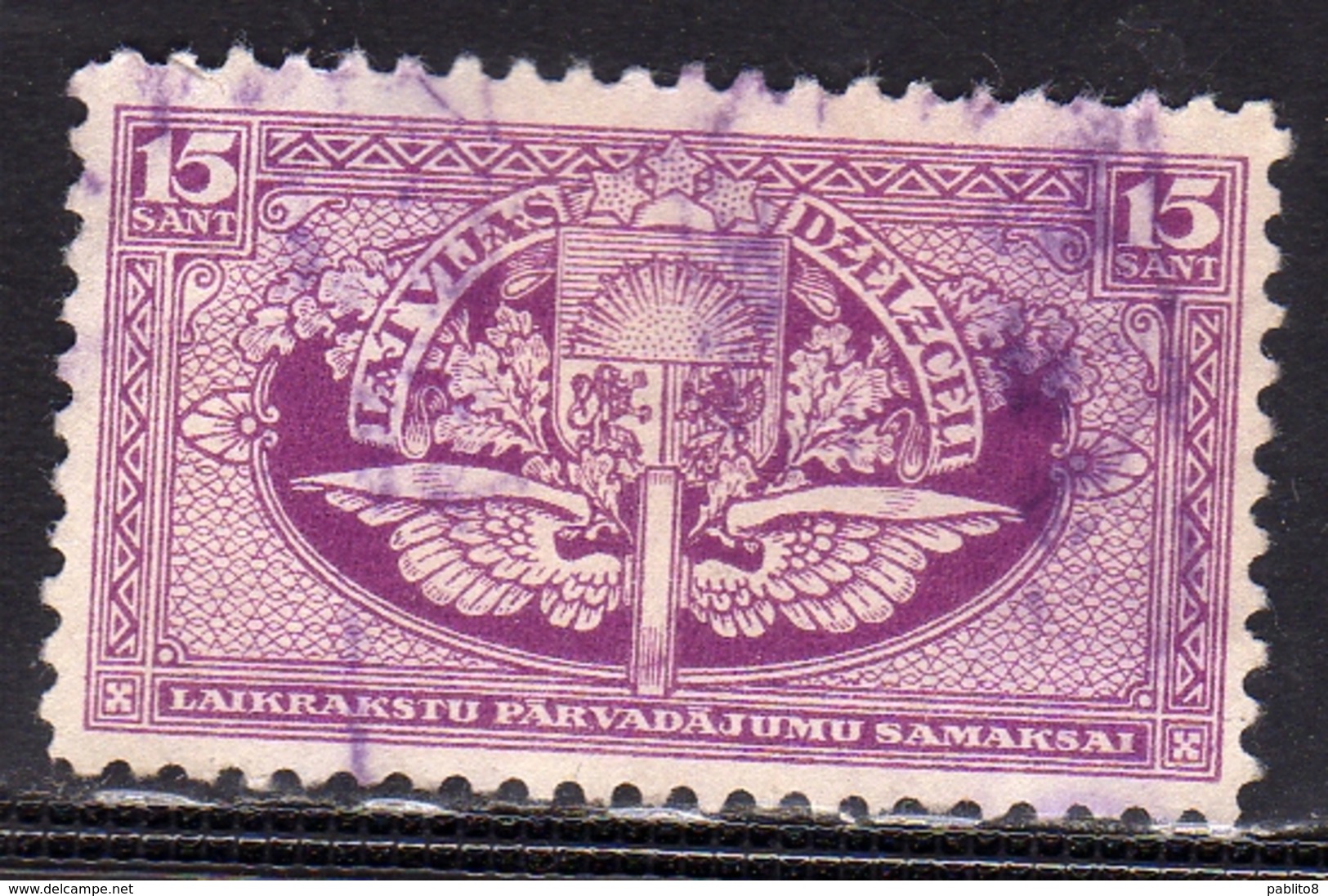 LATVIA LETTLAND LETTONIA LATVIJA REVENUE STAMPS LATVIJAS DZELZCELI RAILWAY RAILROAD 15s USATO USED OBLITERE' - Lettonia