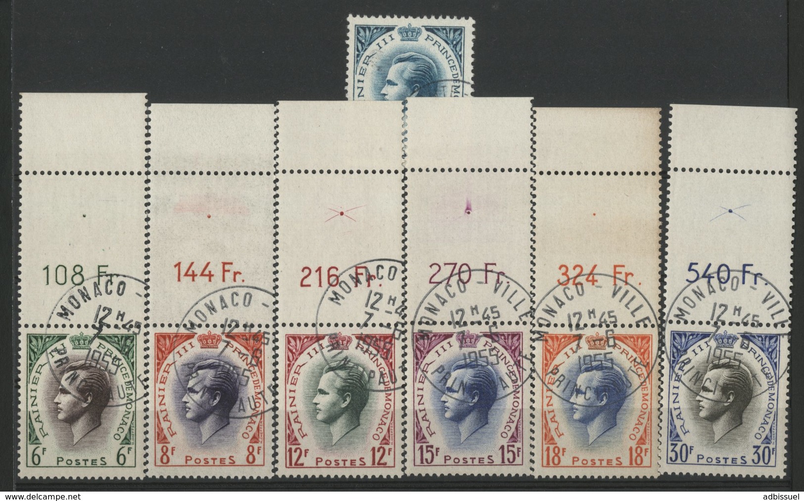 MONACO Cote 12.1 € N° 421 à 426. Six Valeurs Toutes Avec Un Bord De Feuille Supérieur Avec Valeur De La Planche. TB - Used Stamps