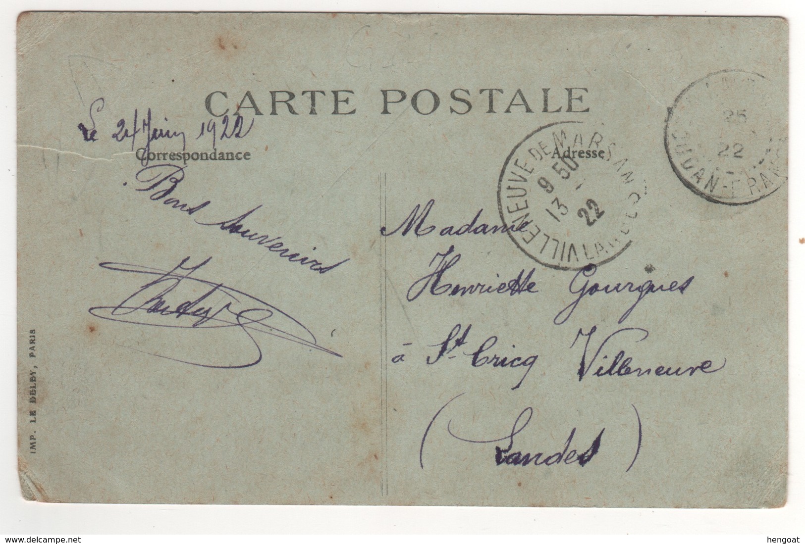 Timbre , Stamp  Yvert  N° 23 Sur Cp , Carte , Postcard De Tombouctou ( Mali ) Du 25/06/1922 - Lettres & Documents