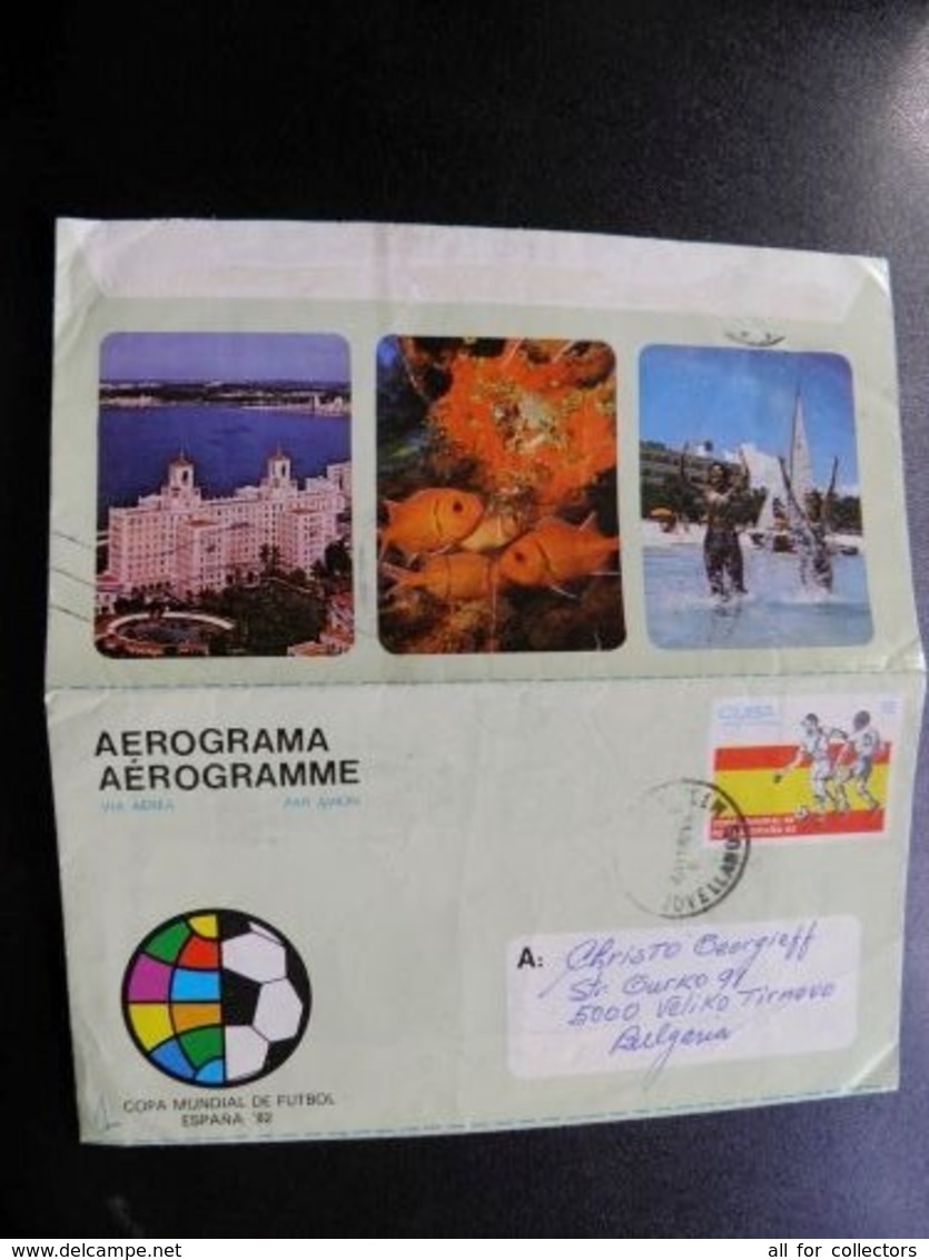 Cover Aerograma Aerogramme Kuba Football Soccer Spain Espana 1982 World Cup - Cartas & Documentos