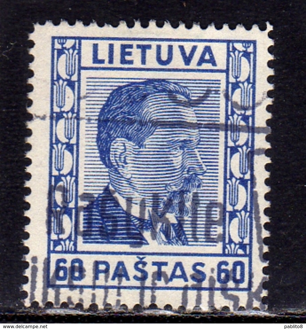 LITHUANIA LITUANIA LIETUVA 1936 1937 PRESIDENT SMETONA CENT. 60c USATO USED OBLITERE' - Lituania