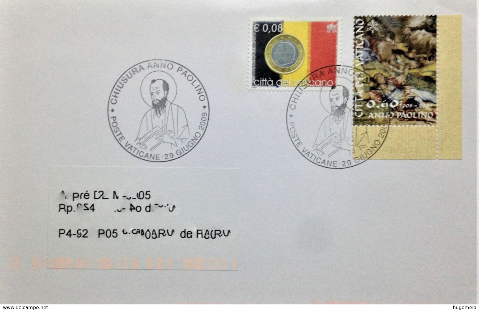 Vatican, Circulated Cover To Portugal, "Museums", "Coins On Stamps", "Painting", "Saints", "St. Paul", 2009 - Storia Postale