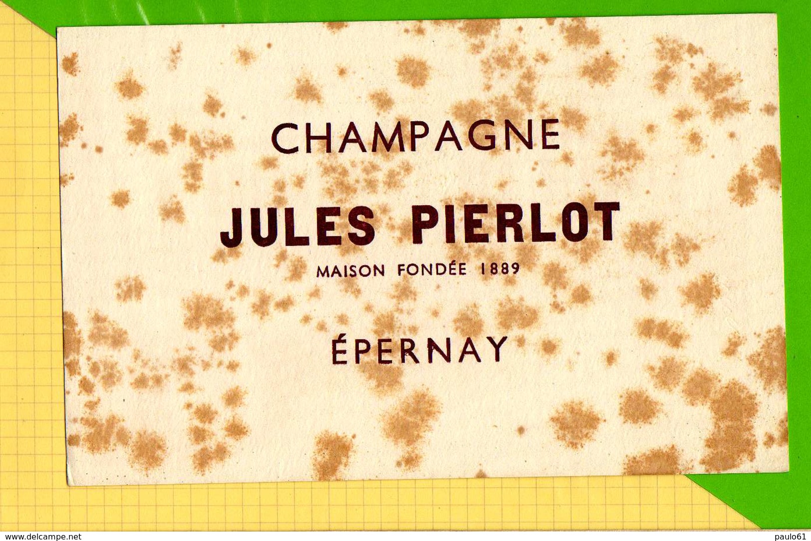 BUVARD &amp; Blotting Paper : Champagne JULES PIERLOT Epernay - Liqueur & Bière
