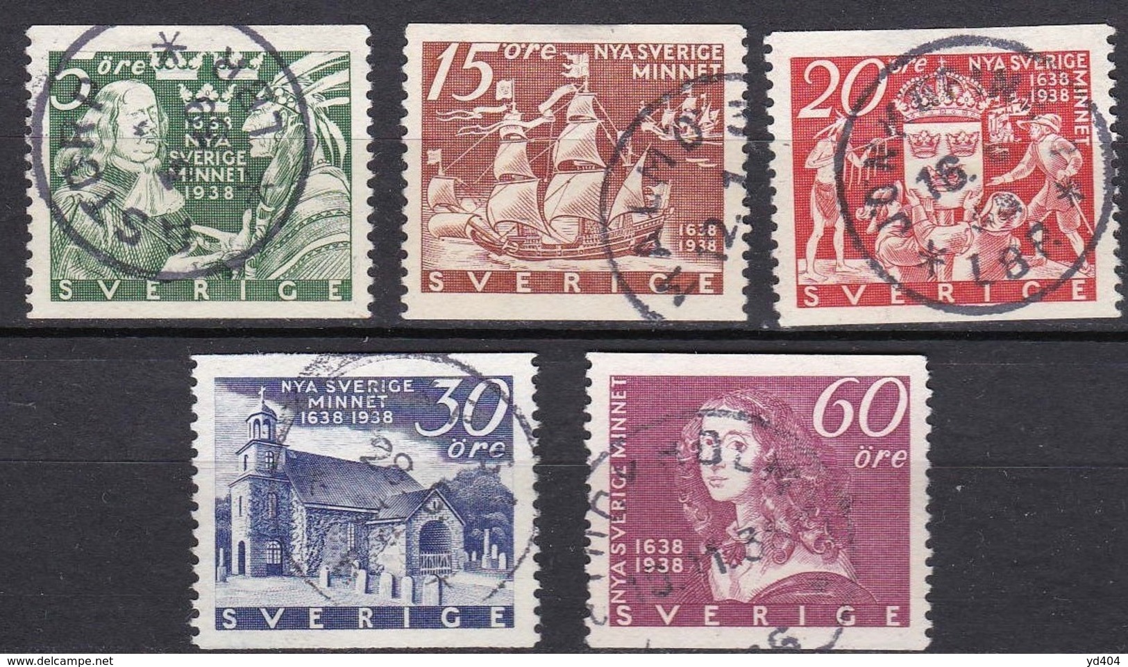 S110 – SUEDE – SWEDEN – 1938 – NEW SWEDEN IN AMERICA – Y&T 259/53 USED 19 € - Used Stamps