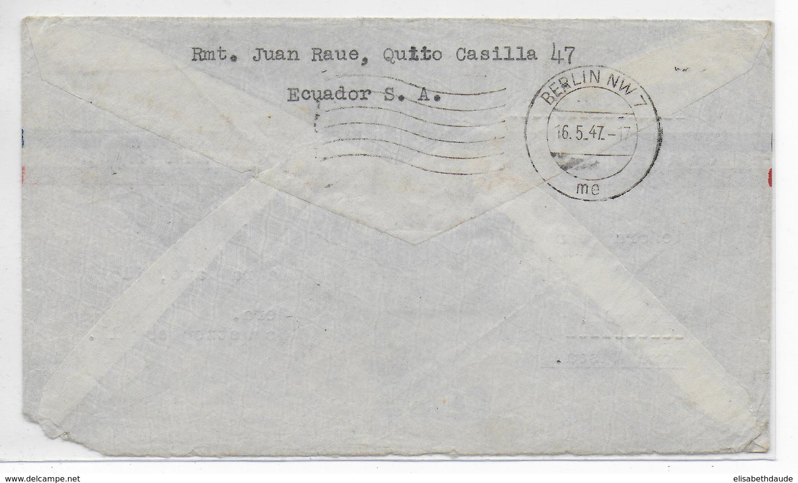 ECUADOR - 1947 - ENVELOPPE Par AVION CLIPPER De QUITO => GERA (GERMANY - ZONE RUSSE) - Ecuador