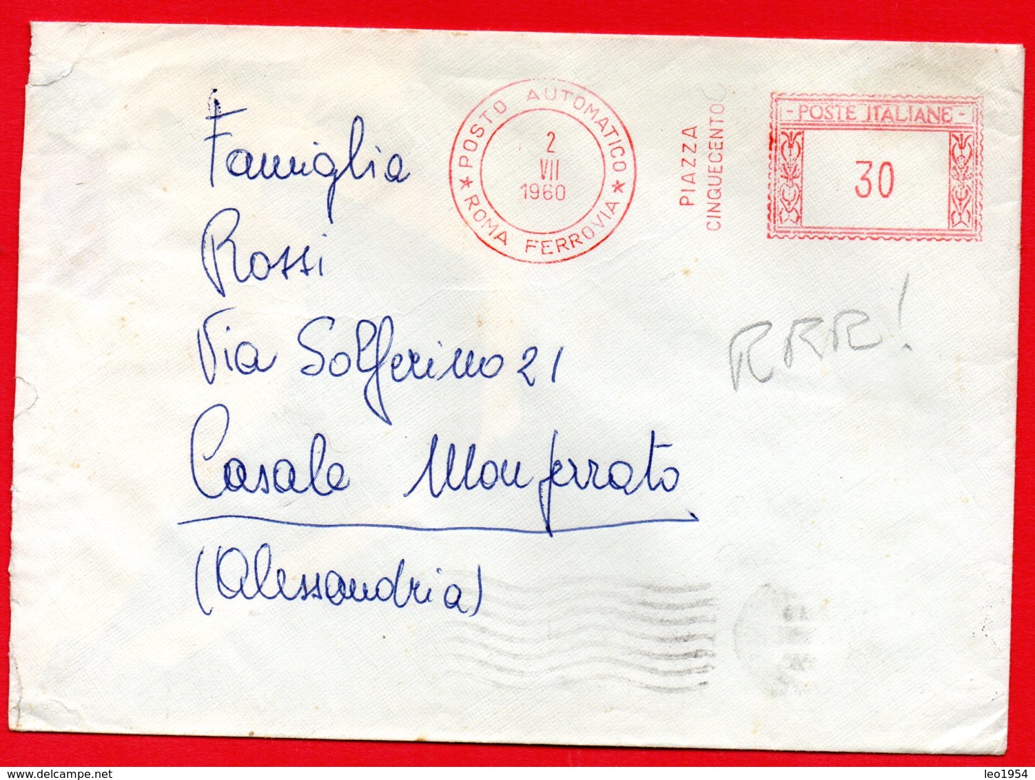 1960 POSTO AUTOMATICO ROMA - RARA METER STAMP EMA FREISTEMPEL AFFRANCATURA MECCANICA - 1946-60: Storia Postale