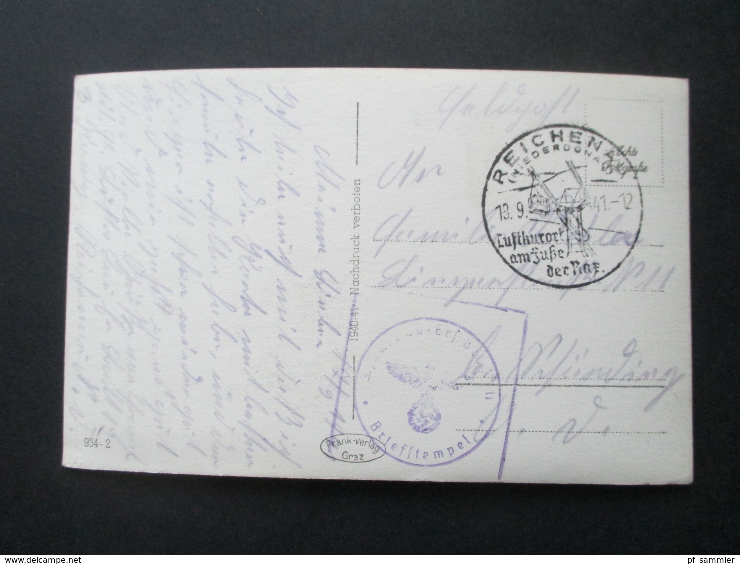 3. Reich Ostmark 1941 Echtfoto AK Reichenau Niederdonau Mit Der Enge Mit Sonderstempel Und Feldpoststempel - Lettres & Documents