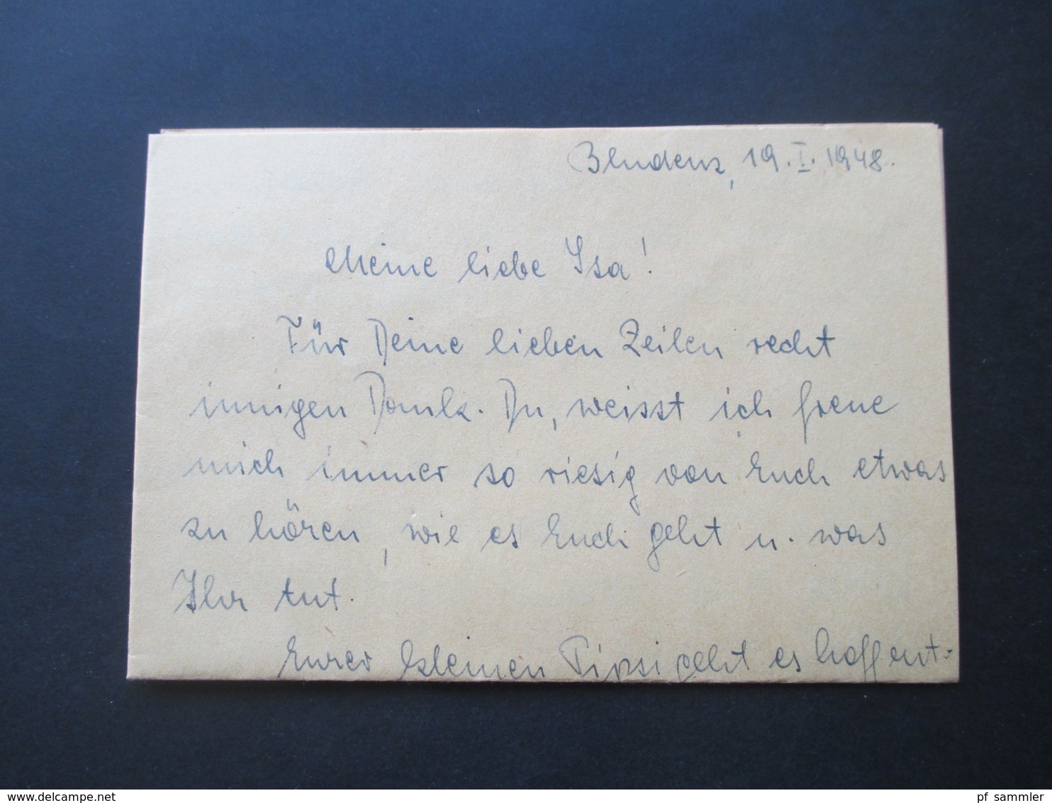 Österreich 1948 Notmaßnahme Gummistempel Bezahlt Und Handschriftl 40 Tagesstempel Bludenz Gräfin Chorinsky Wien - Cartas & Documentos