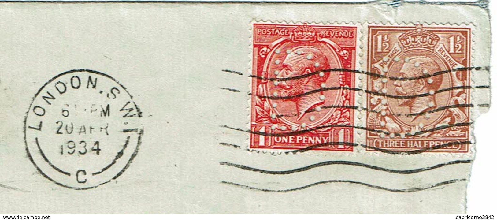 1934 - Lettre De Londres Pour Paris - Tp N° 140 + 141  Perforés D (John DEWAR & SONS Ltd) + Taxe Pour Poste Restante - Gezähnt (perforiert)