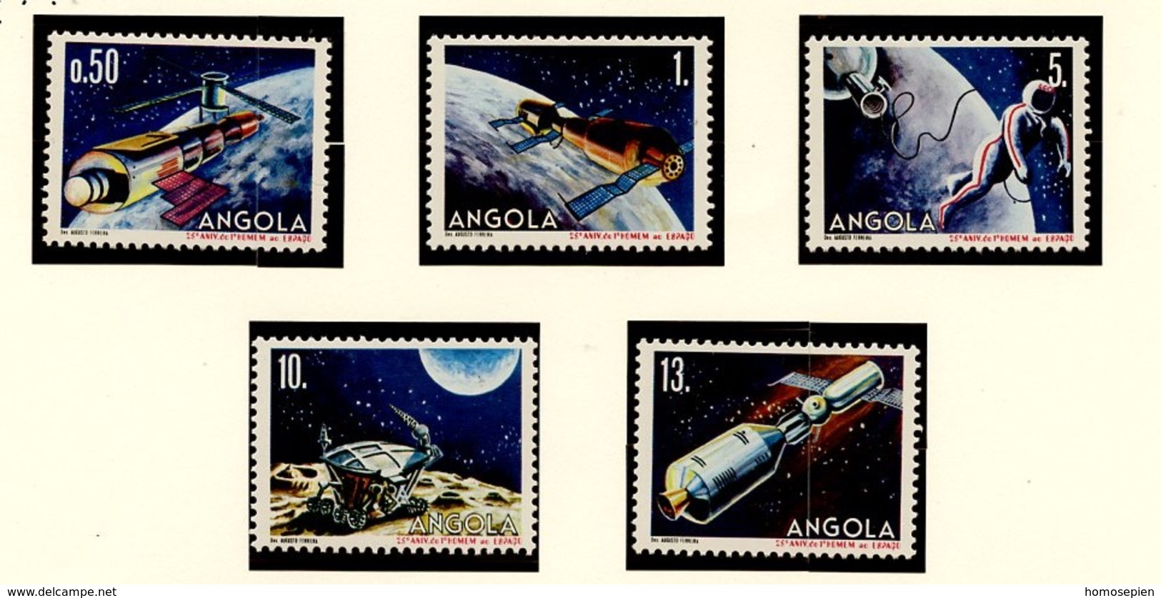 Angola 1986 Y&T N°722 à 726 - Michel N°746 à 750 (o) - 25ans Du 1er Homme Dans L'espace - Angola