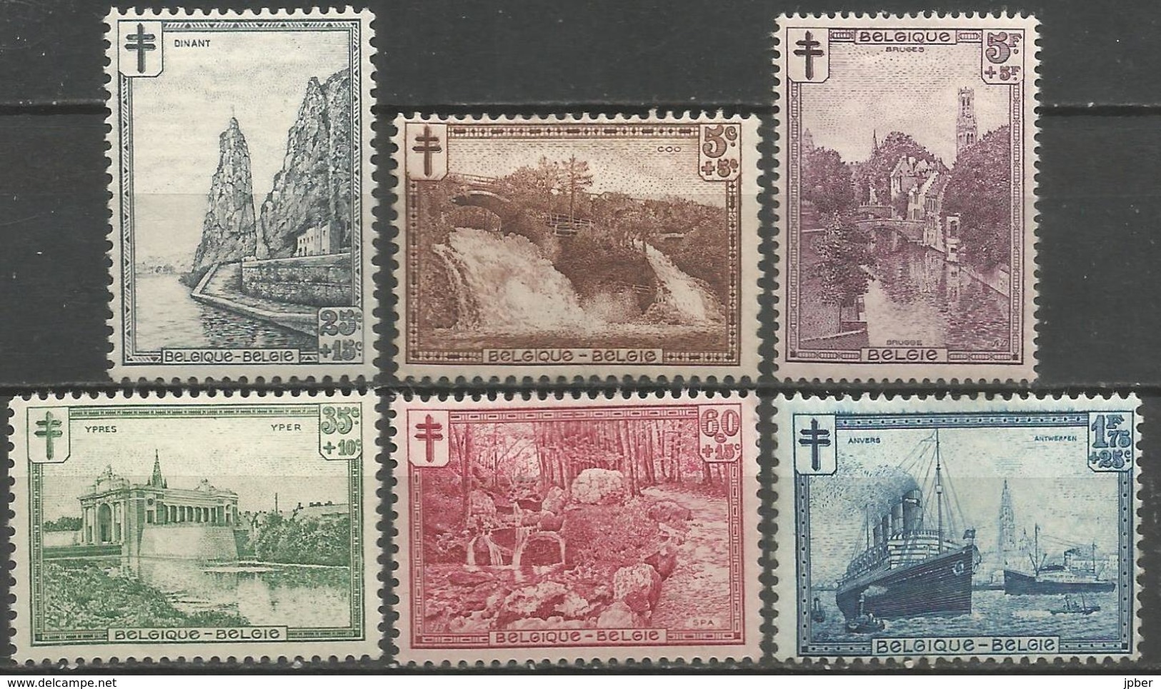 (E005) BELGIQUE - N°293 à 298 * - Coo - Dinant - Ieper - Spa - Antwerpen - Brugge - Unused Stamps