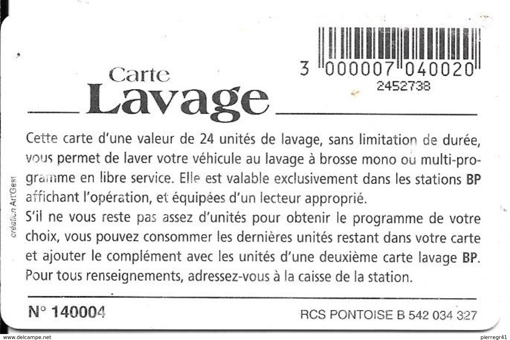 CARTE-PUCE-GEMB--LAVAGE-BP -24-UNITES-TBE - Lavage Auto