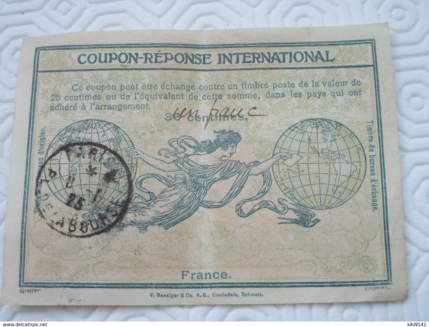 COUPON-REPONSE INTERNATIONAL - 30 Centimes Surchargé "un Franc" - Covers & Documents
