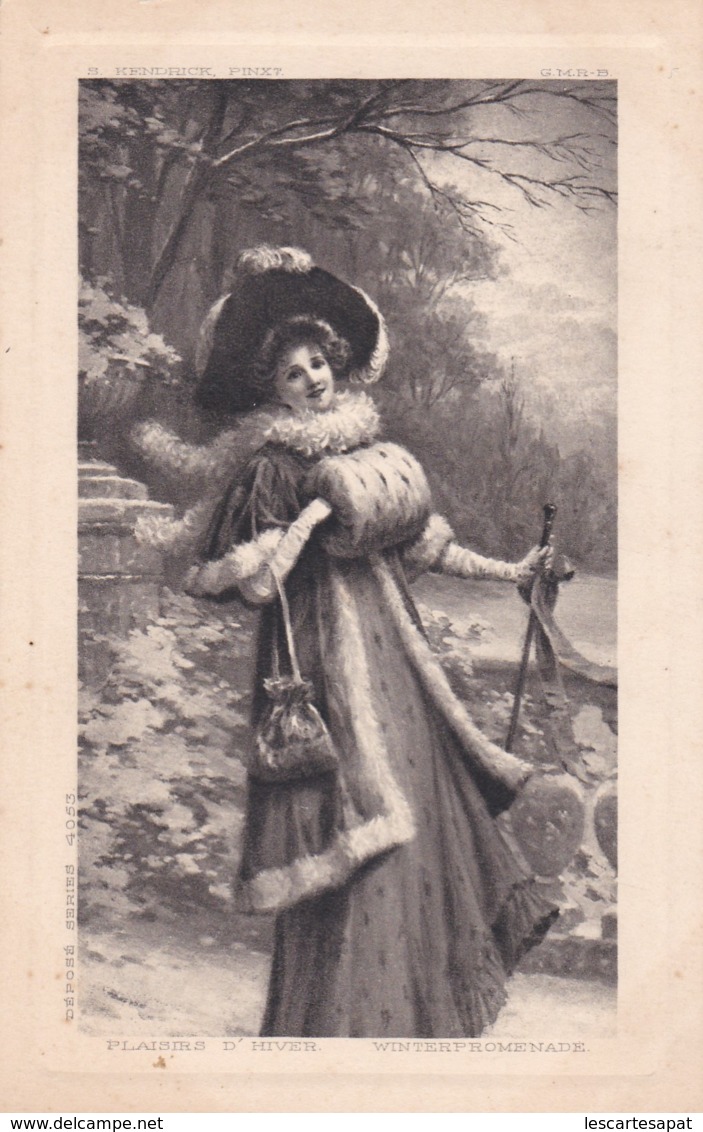 CPA Style Vienne-femme Manchon De Fourure Et Grand Chapeau-Plaisir D'hiver-Winterpromenade-série 4053- (lot Pat 99) - 1900-1949