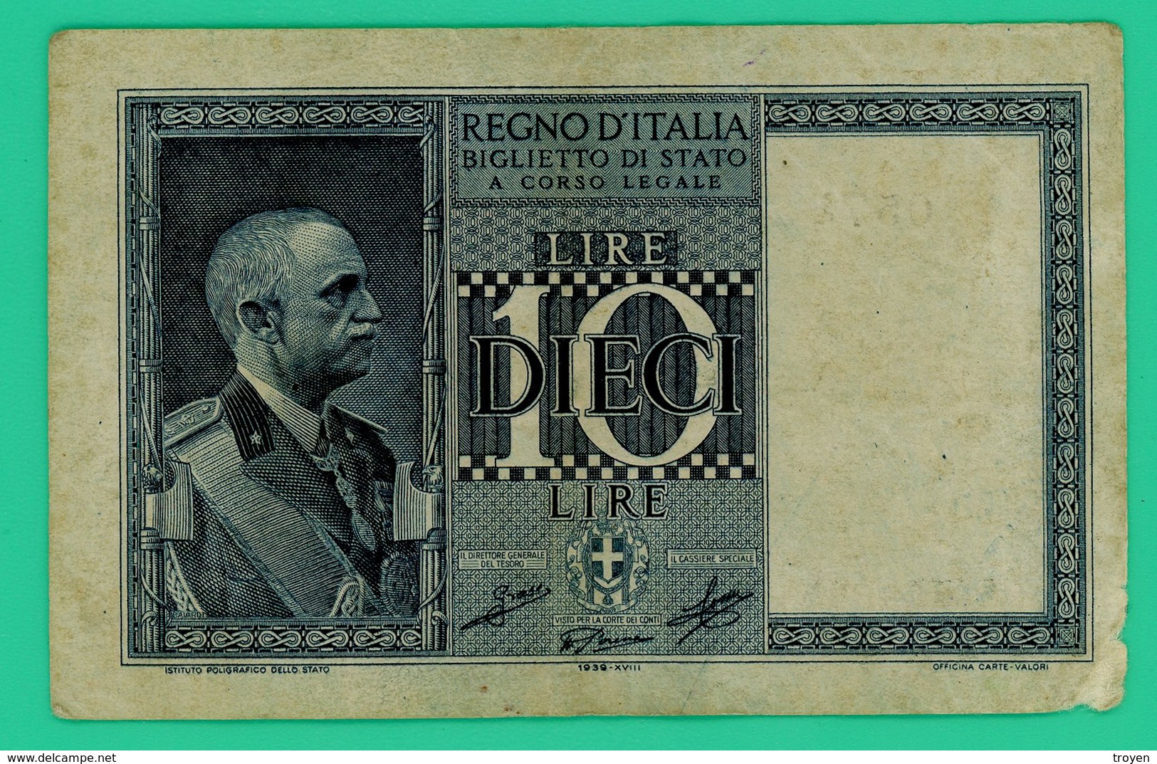 10 Lires - Italie - 1939 - N° 0575/488595 - TB + - - Italia – 10 Lire