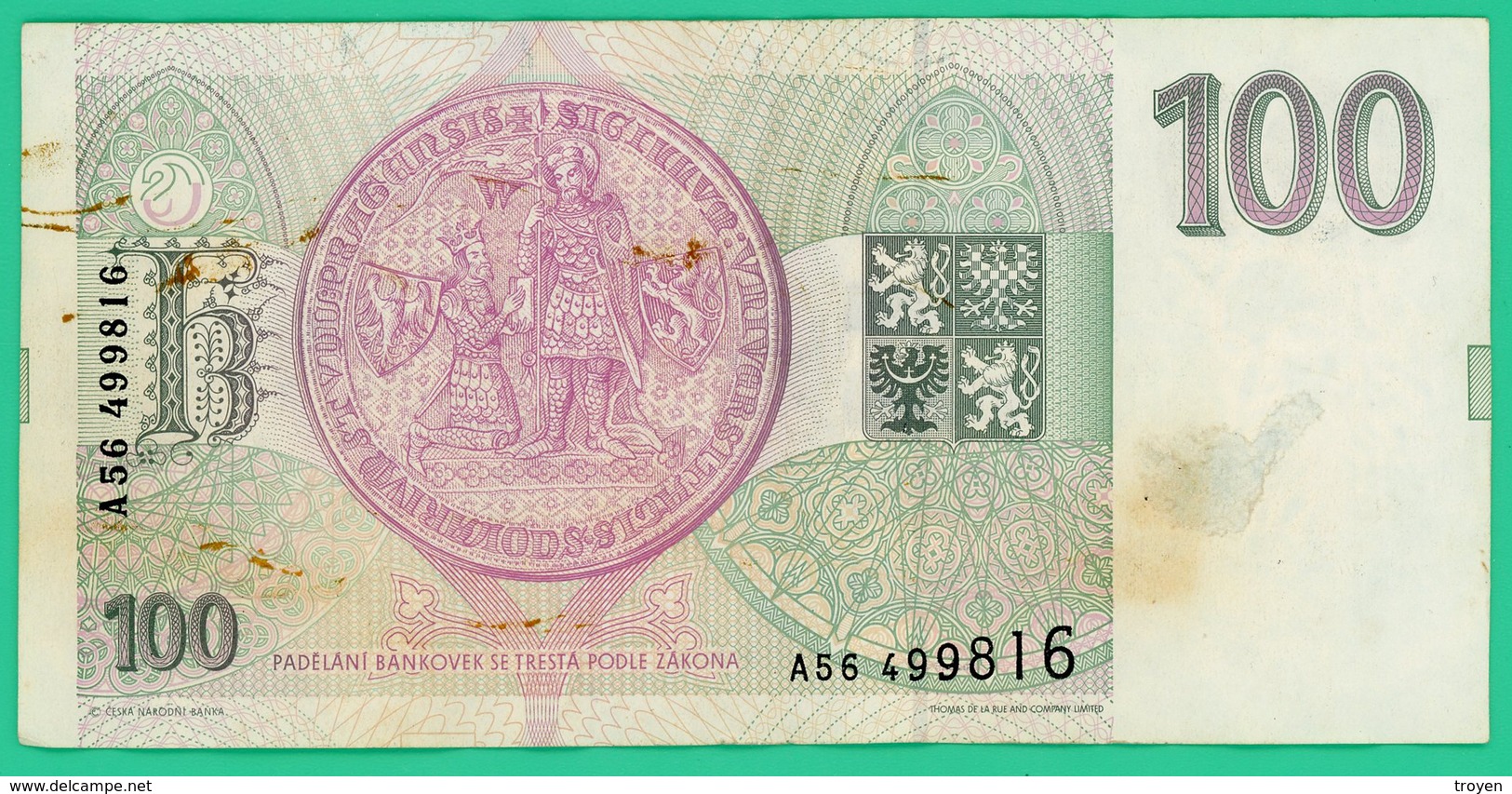 100 Korun - Tchécoslovaquie - N° A56/499816 - TTB - 1993 - - Tchécoslovaquie