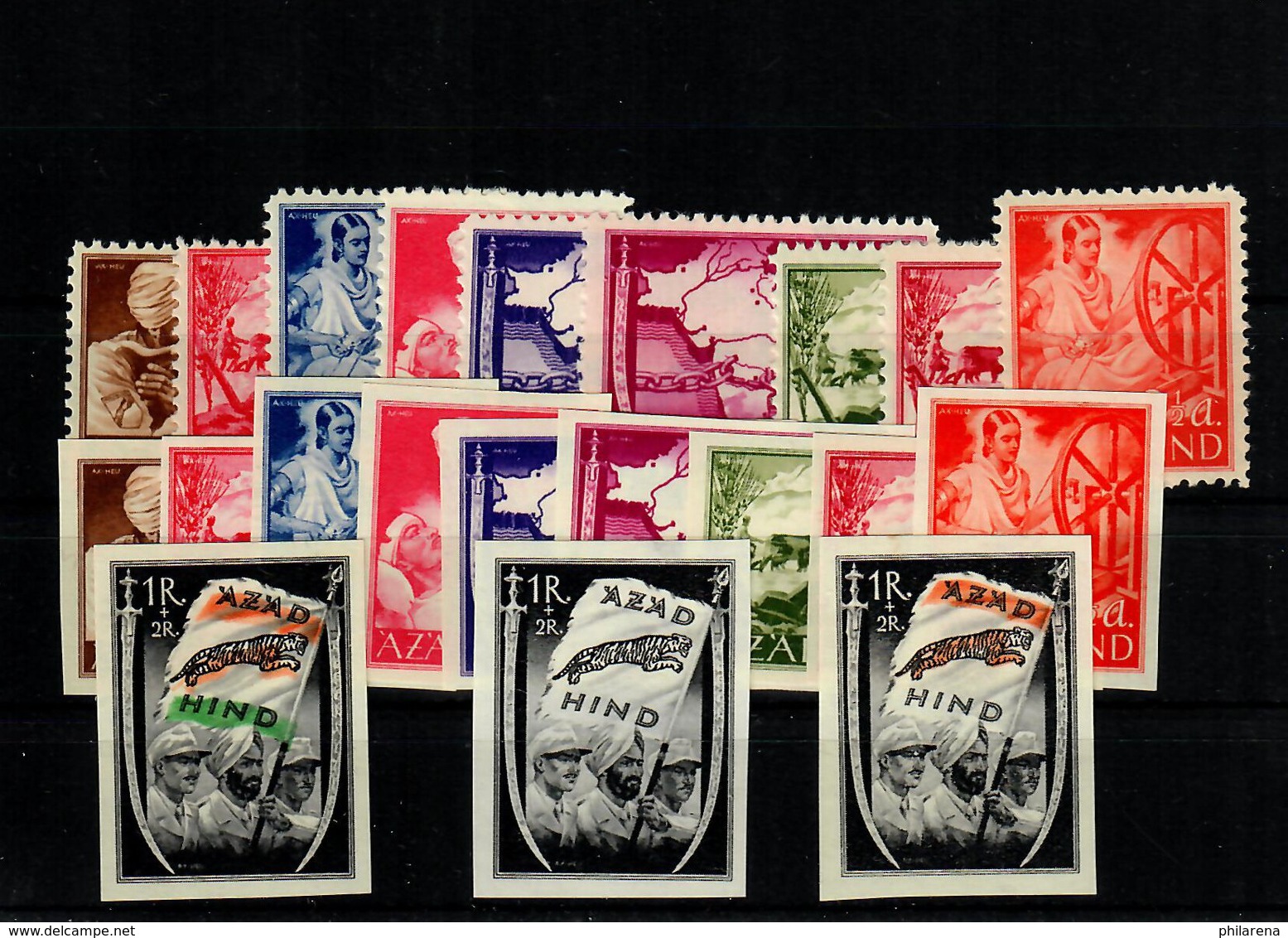 Nationales Indien MiNr. I-VI A, VIII-X A, I-X B, VII A B, VII B B Postfrisch, ** - Occupation 1938-45