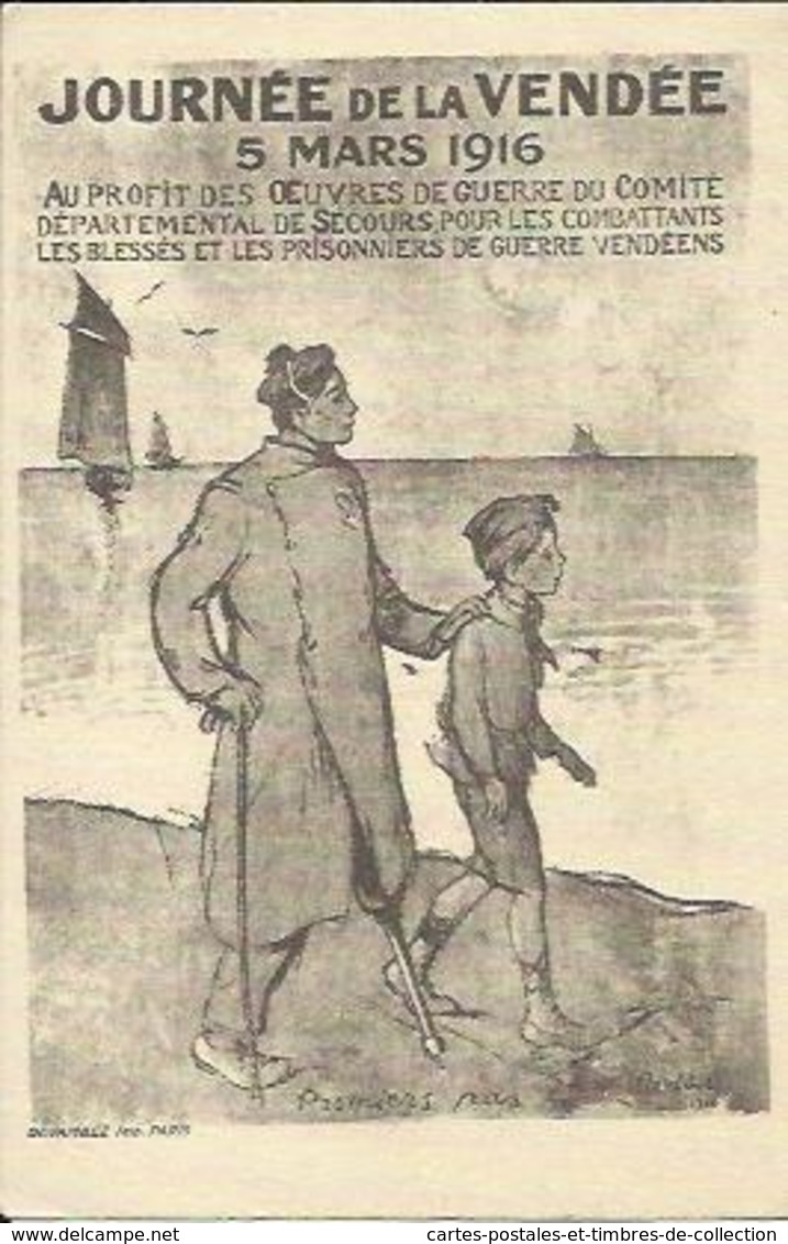 Journée De La Vendée , 5 Mars 1916 , " Premiers Pas " , Illustrateur : F. POULBOT + Cachet De La Préfecture Au Dos - Poulbot, F.