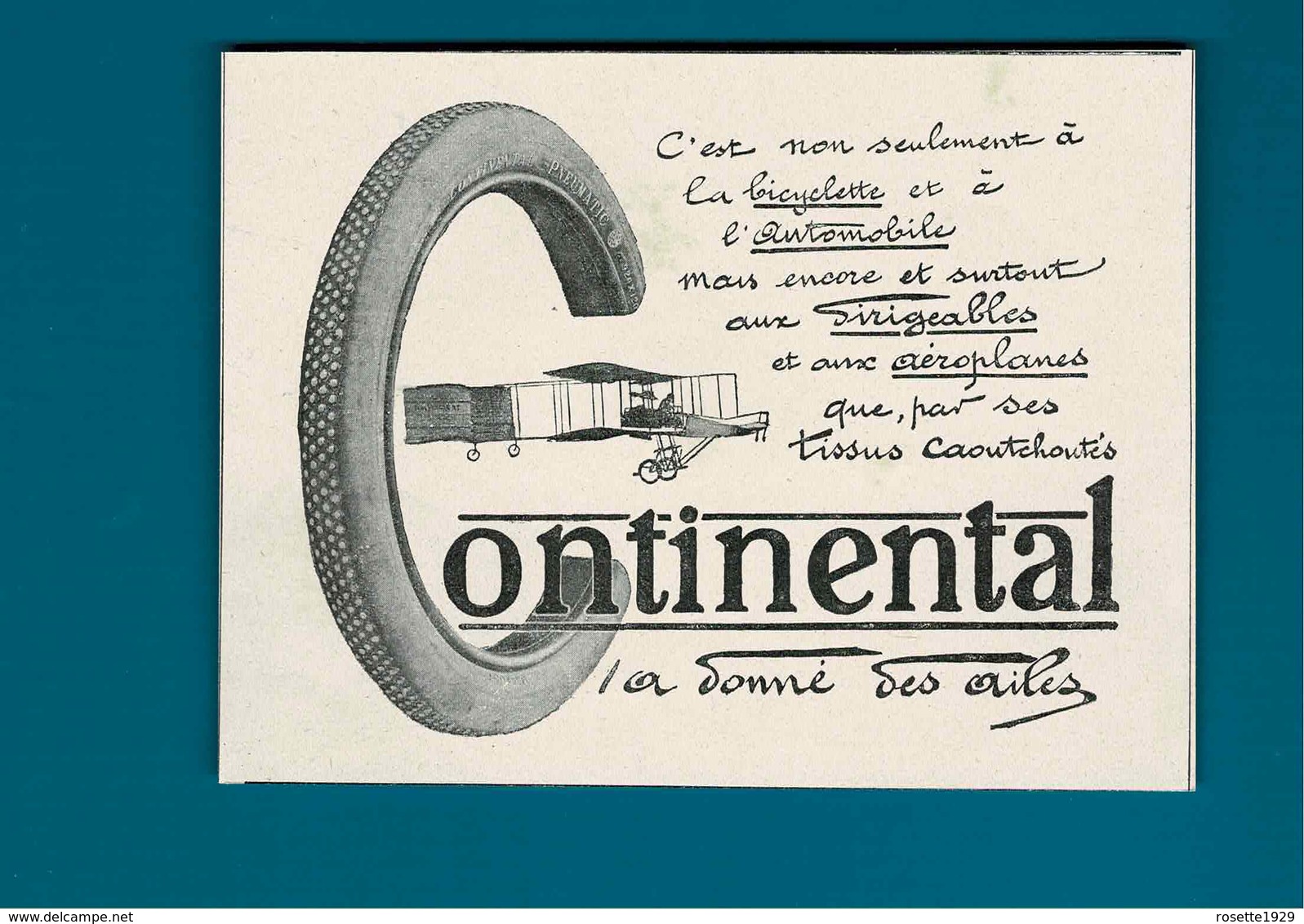 Pub Pneu Continental A Donné Des Ailes,Dirigeables Et Aéroplanes - Publicités