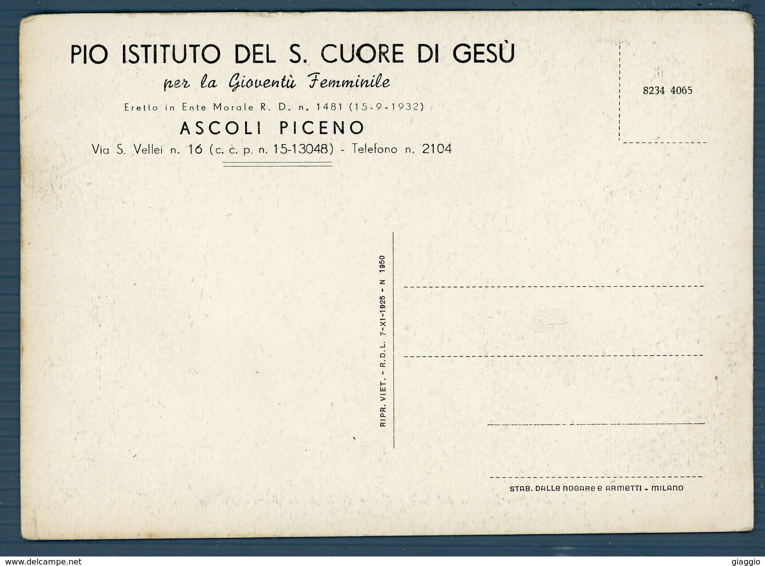 °°° Cartolina - Ascoli Piceno Pio Istituto Del S. Cuore Di Gesù Nuova °°° - Ascoli Piceno