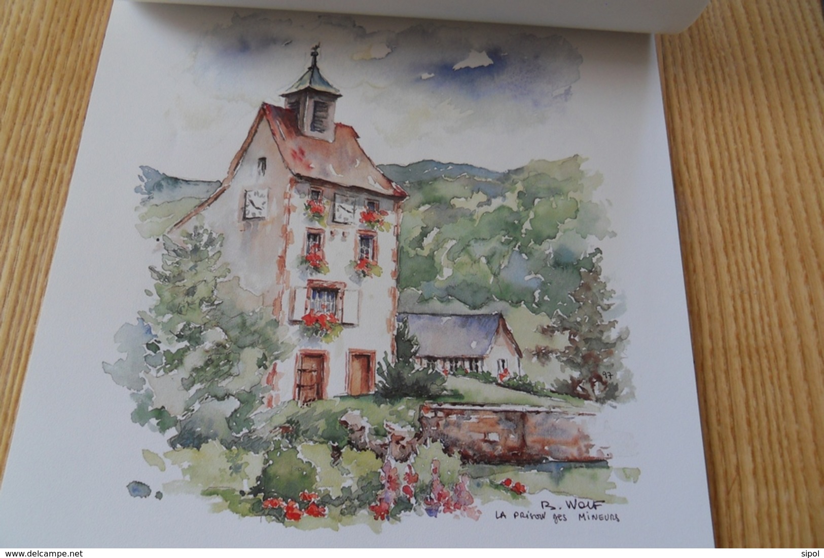 A travers l Alsace Calendrier 1998  12 pages  illustrées  de copies d aquarelles B.Wolf TBE