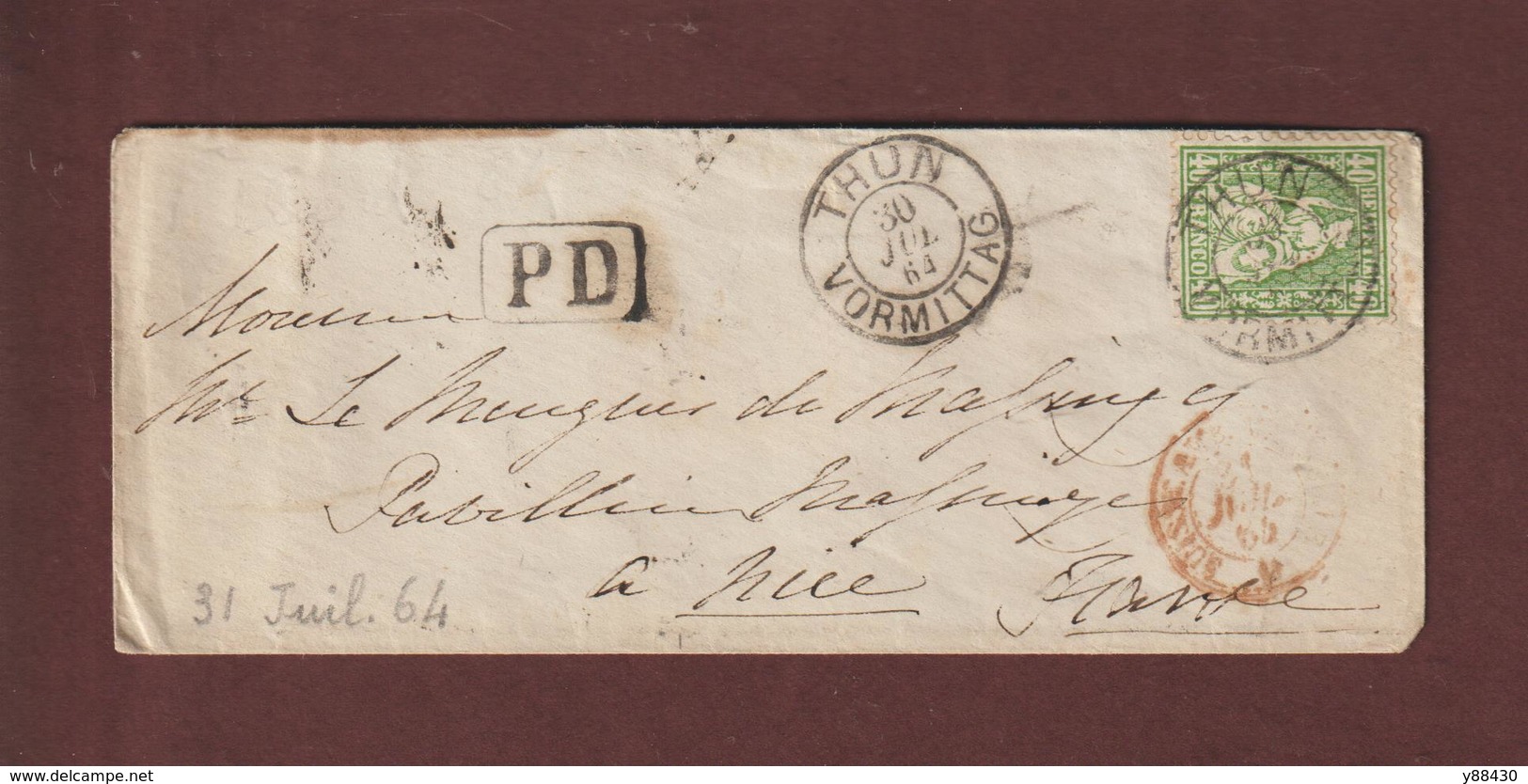 39 De 1862 - SUISSE - Oblitéré En 1864 Sur Fragment - THUN VORMITTAG /NEUCHATEL / GENEVE / BERN / Etc.. - Voir 2 Scannes - Lettres & Documents