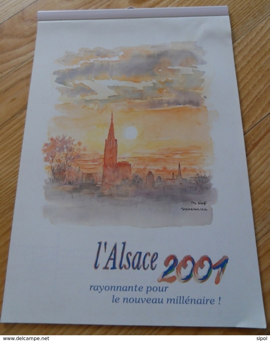 A Travers L Alsace Calendrier 1999  12 Pages  Illustrées  De Copies D Aquarelles B.Wolf TBE - Grand Format : ...-1900