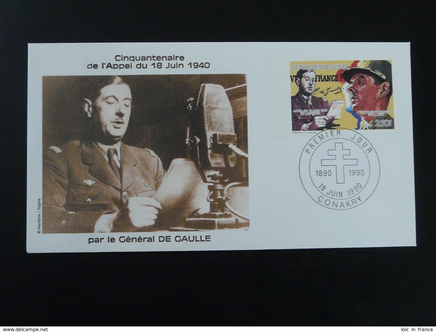 FDC Général De Gaulle Appel Du 18 Juin Guinée 1990 (non Dentelé) - De Gaulle (Général)