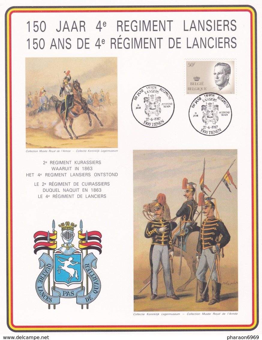 Feuillet 2127 150 Ans De 4e Régiment De Lanciers Lansiers Tienen - Lettres & Documents