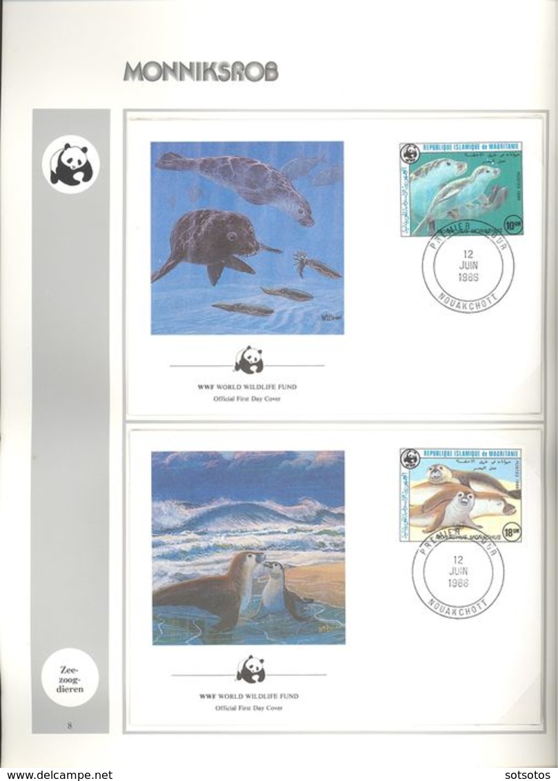 World  - 2 albums WWF in slipcase, Cancelled, MNH (Mint never hinged)  Two albums with loose stamps and envelopes with c