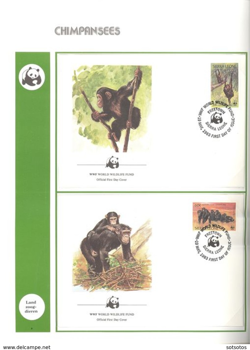 World  - 2 albums WWF in slipcase, Cancelled, MNH (Mint never hinged)  Two albums with loose stamps and envelopes with c