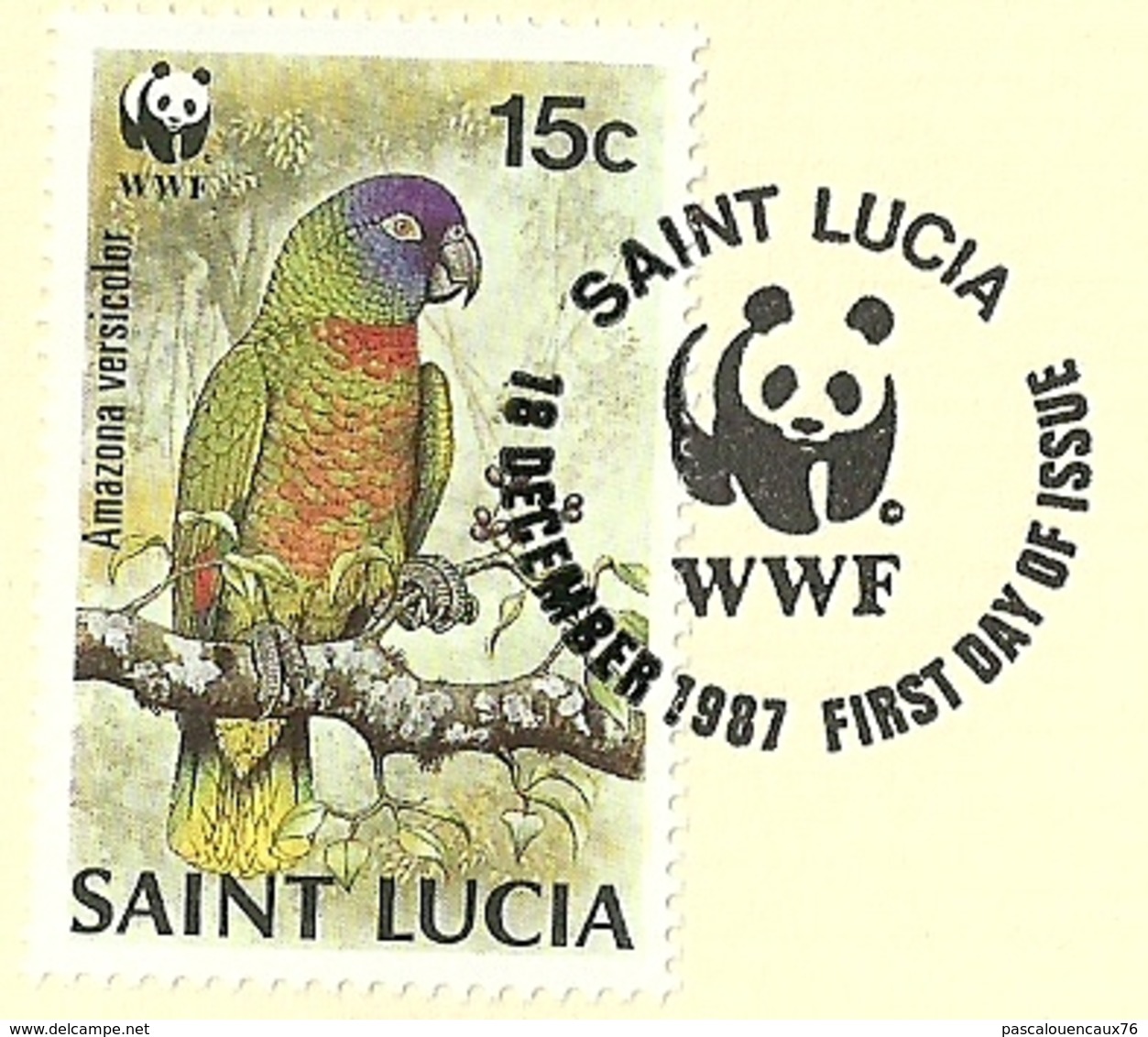 Saint Lucia 1987 - Carte Double Pages - FDC - Oiseau Bird - Perroquet Parrot - Panda - WWF - N° Mi. 909 - Perroquets & Tropicaux