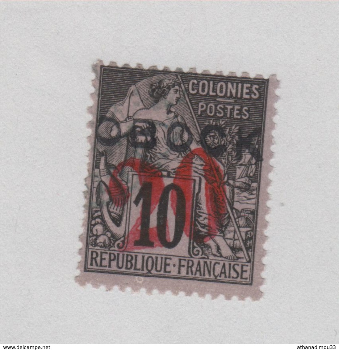 Timbre Obock N° 27 20 Sur 10 C Alphée Dubois Oblitéré - Oblitérés