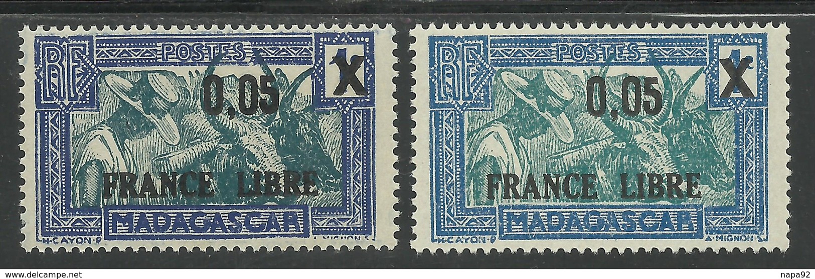 MADAGASCAR 1943 YT 240/240a** - VARIETE DE TEINTE - MNH - Neufs