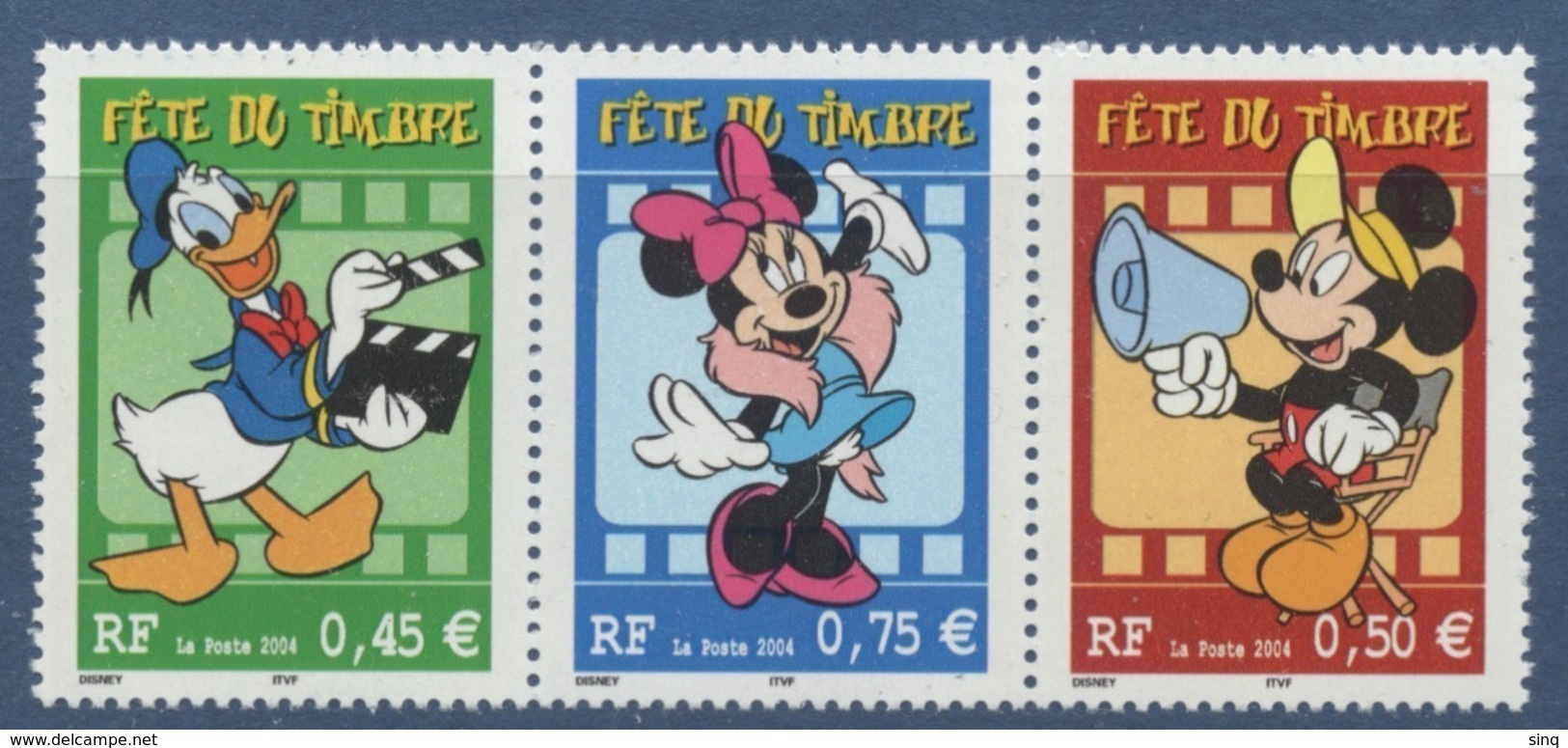 N° 3641a 3642 3643 Fête Du Timbre 2004 Mickey Faciale 0,45 + 0,50 +0,75 € - Nuevos