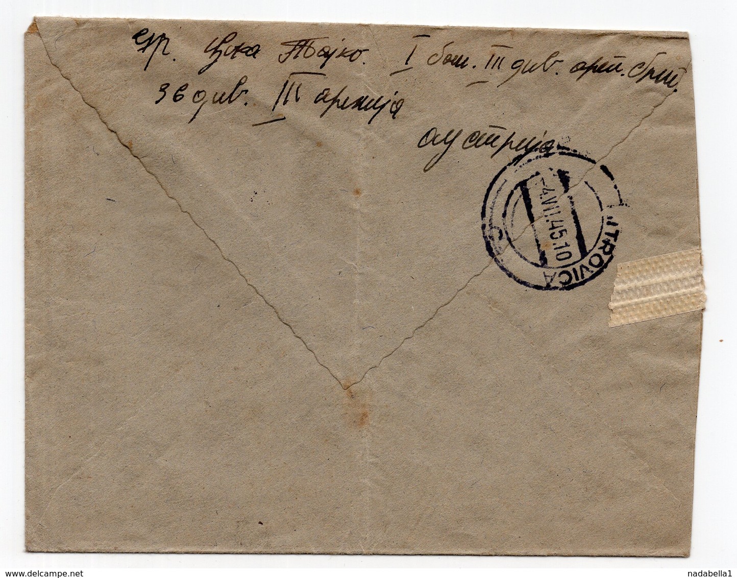 20.06.1945.YUGOSLAVIA, MILITARY POST, 3RD ARMY 36 DIVISION, AUSTRIA TO SREMSKA MITROVICA, SERBIA,PARTIZAN MAIL, CENSORED - Covers & Documents