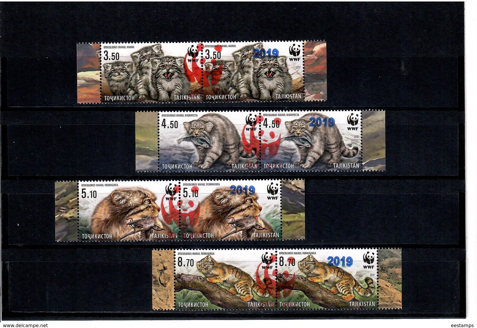 Tajikistan 2019 . WWF. Ovpt Red Panda 2019 20.0s On Manul 4 Pairs. - Tayikistán