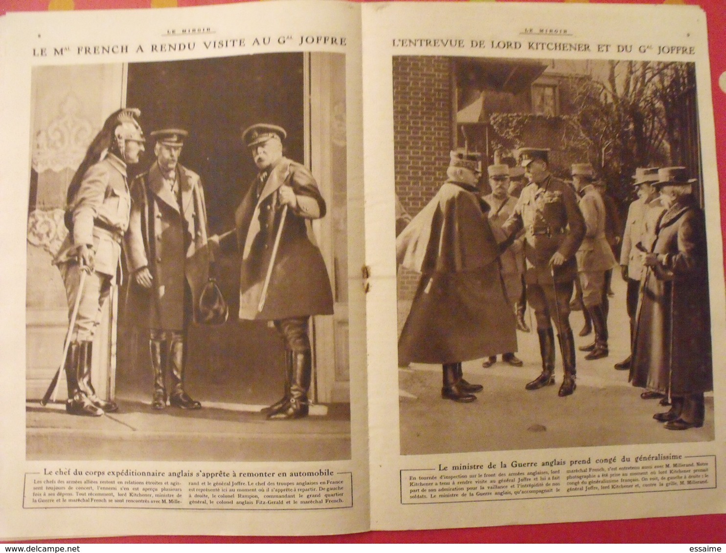 7 n° de "Le miroir". 1915.  l'actualité de l'époque très illustrée pendant la guerre 14-18. nombreuses photos