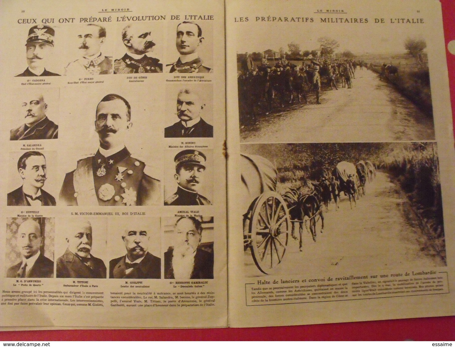 7 n° de "Le miroir". 1915.  l'actualité de l'époque très illustrée pendant la guerre 14-18. nombreuses photos