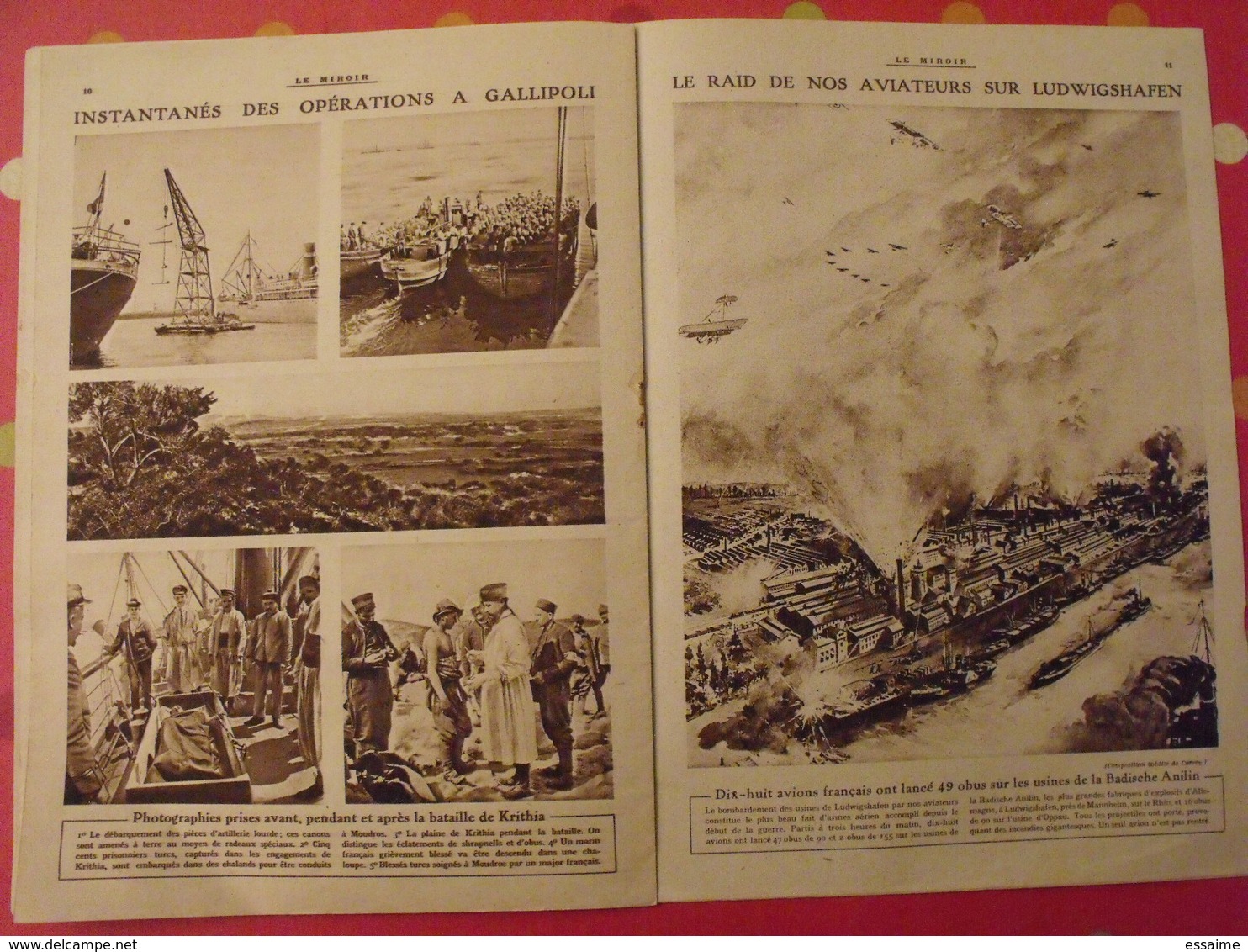 7 n° de "Le miroir". 1915.  l'actualité de l'époque très illustrée pendant la guerre 14-18. nombreuses photos