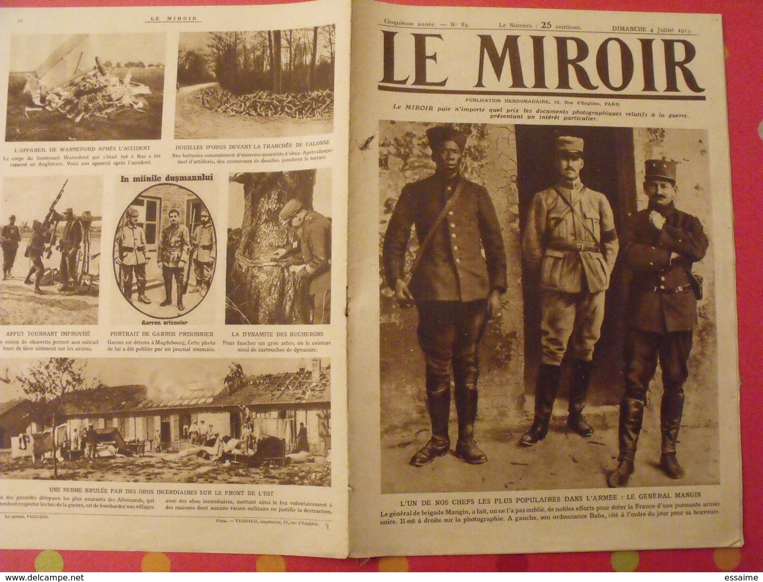 7 n° de "Le miroir". 1915.  l'actualité de l'époque très illustrée pendant la guerre 14-18. nombreuses photos