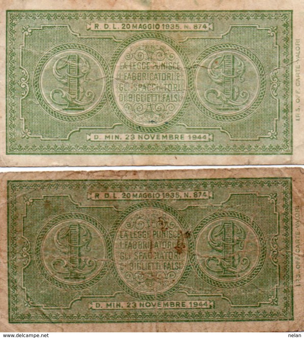 ITALIA  1 LIRA 1944 P-29a - Italia – 1 Lira